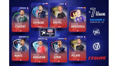 Kauldi Odriozola y Jon Azkue, en el 7 de la semana de la Starligue francesa