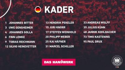 Gislason anuncia los 17 jugadores de Alemania para preparar los JJOO de Tokio